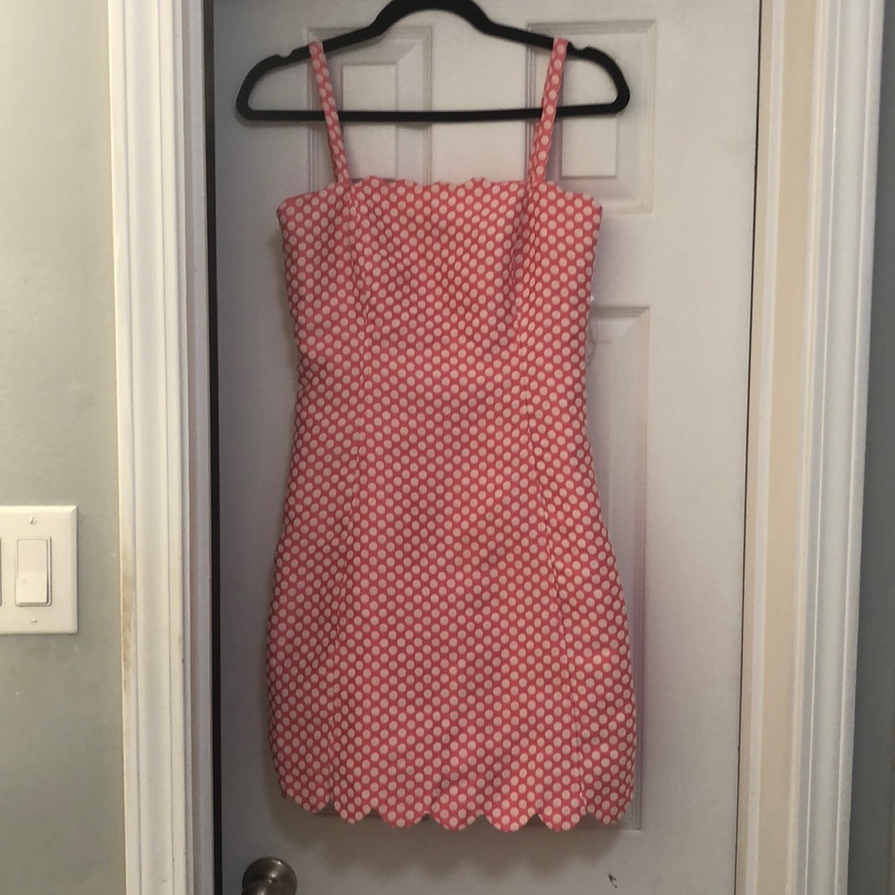 Polka Dot Scallop Hem Mini Dress 6